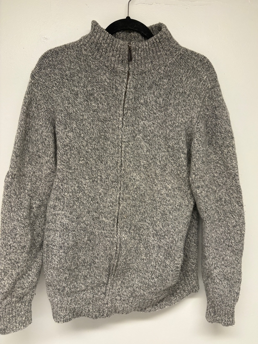 Vintage L.L. Bean 100% Lambswool Sweater Soft Grey Marled Sz L / Tall